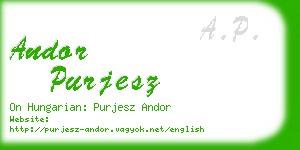 andor purjesz business card